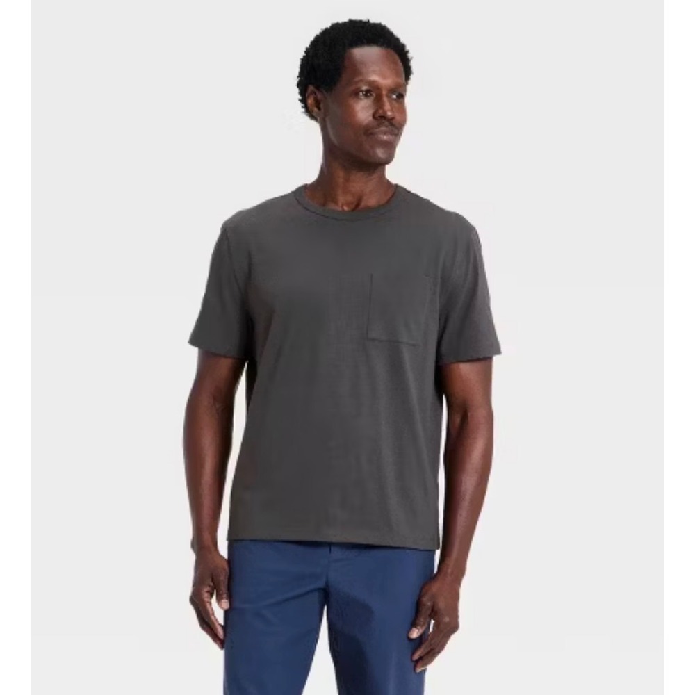 NWT‎ Goodfellow & Co Mens Relaxed Fit Pocket T-Shirt Charcoal Gray Cotton Large